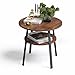 Produktbild stardis Beistelltisch rund stabiles Metallgestell/Holz Ø52xH 54 cm, 2 Ablagen Nachttisch Couchtisch für Wohnzimmer Schlafzimmer, Walnuss-Optik