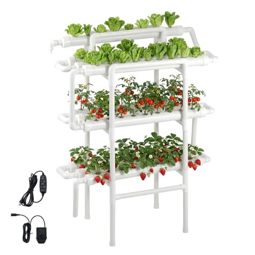 VEVOR Hydroponics Growing System Kit, 3-Tier 90 Sites UPVC Pipe