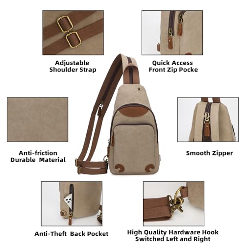 KL928 Canvas Sling Bag Crossbody Backpack Shoulder Casual Rucksack for Men Women3
