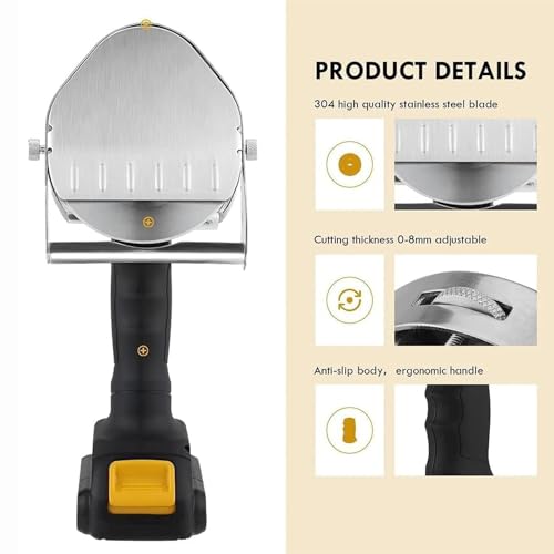 YZHYYDS Electric Kebab Knife, Handheld Professional Electric Stainless Steel Carving Knife with 2 Blades, Adjustable Thickness 0-8mm, for Meat, Lamb, Pork and Chicken - Image 7