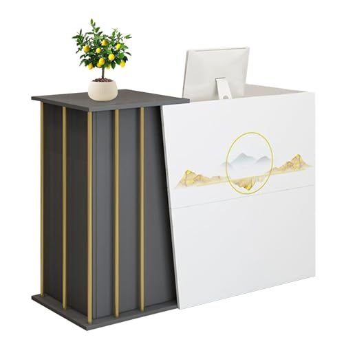 Escritorio de recepción esquinero con cajones, mesa de recepción alta para vestíbulo de hotel, mostrador de bienvenida de 120 cm, para tienda frontal elegante muebles de recepción