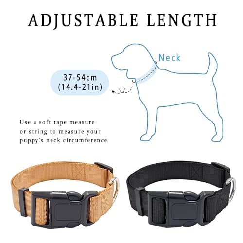AiTodos® Dog Collar - Brown Nylon Adjustable Breathable Anti Bite Dog Collar Recommended Neck 35-54cm Width 2.5cm - Image 2