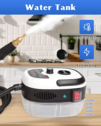 Handheld Steam Cleaner, 2500W High Pressure Steam Cleaner, With 3 Brush Heads, Towel, Sponge, High Temperature Fast Heating Steamer For Home Use, Car Detailing, Kitchen, Bathroom, Furniture,Etc. #TOP1