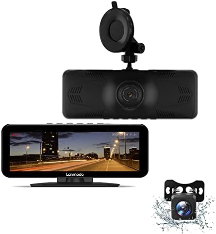 LANMODO Vast Pro Dash Cam Front and Waterproof Rear Camera, Full Color Night Vision Camera for Car, 1350 FT, Built-in SONY CMOS+G-Sensor, HDR/WDR 8" Display, Loop Recording, Parking Monitor, 128GB Max