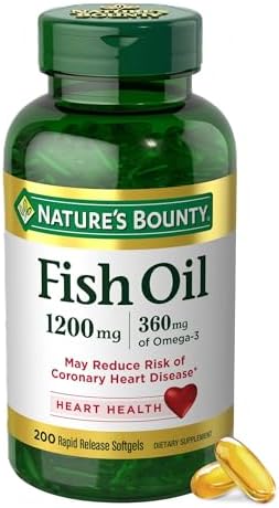 Nature's Bounty Fish Oil Omega 3 Supplements - Supports Heart Health, 1200 Mg Fish Oil, Omega-3, 200 Softgels (Pack of 1)