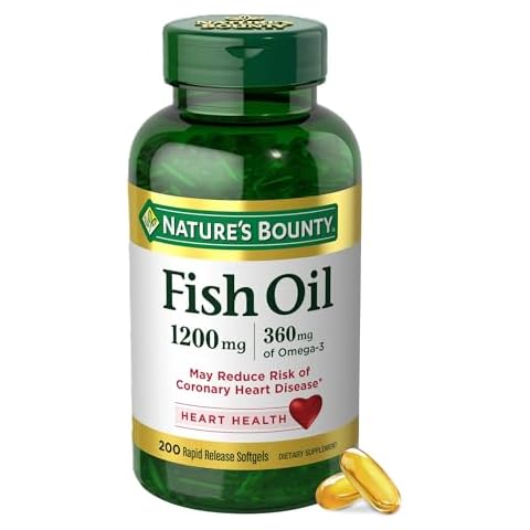 Nature's Bounty Fish Oil, Supports Heart Health, 1200 Mg, 360 Mg Omega-3, Rapid Release Softgels, 200 Ct Cover