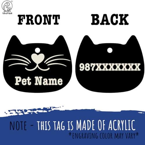 Image of PAWPRO HANDMADE Reflective Cat Collar with Custom ID Tag - Adjustable Collar with Bell for Cats & Small Dogs - Personalized Name Tag (Ocean Pup)