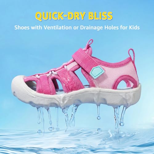 Image of Wide Toe Box Toddler Sandals Water Shoes Boys Girls Quick Dry Summer Beach