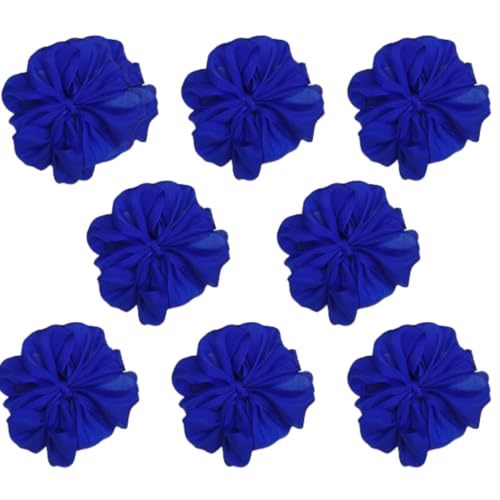 Image of Readymade Ribbon for School Girls - Soft Satin Bow Hair Accessory - Easy to Wear, Stylish & Neat Look - Ideal for School Uniforms bow in girls & Daily Use - Pack of 8 /School Ribbon in Kids / (Royal blue)