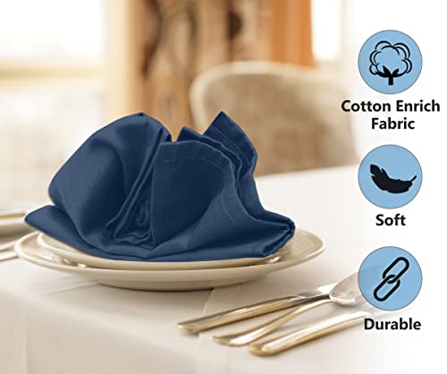 Image of Ruvanti Cloth Napkins Set of 12, 18x18 Inches Napkins Cloth Washable, Soft, Durable, Absorbent, Cotton Blend. Table Dinner Napkins Cloth for Hotel, Lunch, Restaurant, Weddings, Parties -Ocean Blue