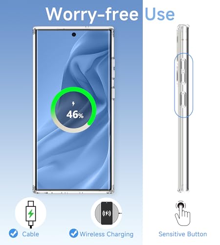 USLAI Case for Samsung Galaxy S23 Ultra 5G, Anti-Yellowing, Crystal Clear Back, Shockproof & Military‑Grade Drop Protection - Transparent - Image 5