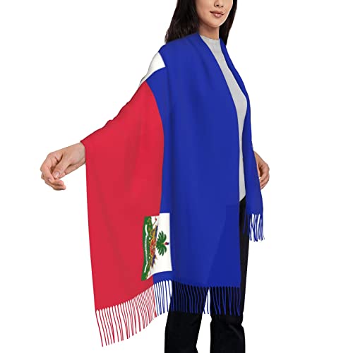 Haitian Flag Poncho Winter Large Scarf Shawl Bandana Neck Wrap For Women2