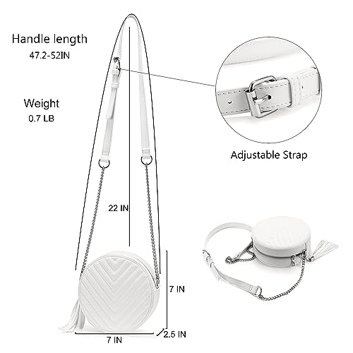 Crossbody Bags for Women Round Purse Quilted purse, Faux Leather, with Tassel4