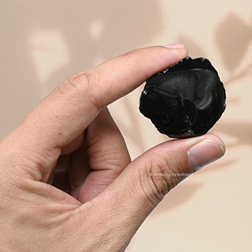 Image of Amazing Gemstone Black Obsidian Raw Crystals and Healing Stones, Natural Rocks for Tumbling and DIY Raw Stones and Crystals (5 Pieces)