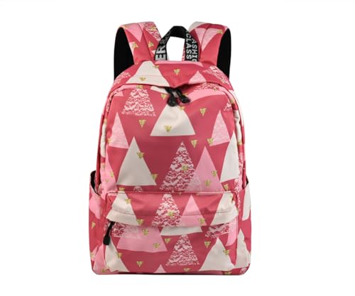 Image of YANAIER Water resistant School Backpack for Girls Teens Cute Print Bookbag Laptop Backpack Women Travel Casual Daypack Red Triangle