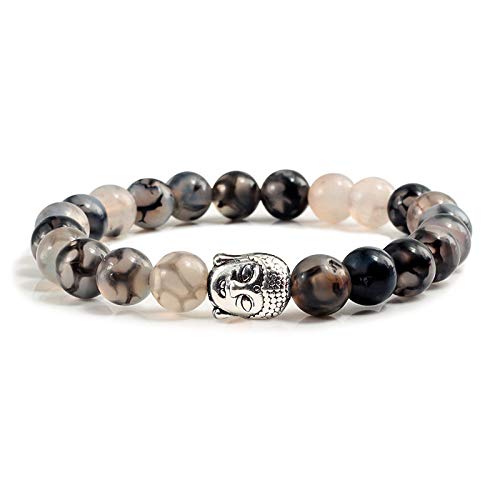 Bracelet en pierre volcanique naturelle et perles de bouddha pour couple élégant