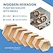 Wooden Hexagon Floating Shelves with Backs, Set of 7, Unfinished for Crafts and DIY Wall Décor: Modern, Geometric, Rustic, or Honeycomb, by Woodpeckers