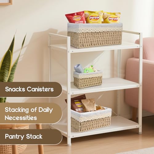 Aufbewahrungskorb Korb Spielzeug Aufbewahrung Badezimmer Körbchen Geflochten Wickeltisch Organizer Körbchen Kinderzimmer Boxen Basket Kleiner Korb 3er Set aus Gewebtem Recyclebarem