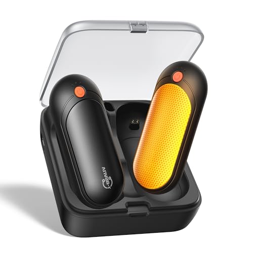J-BRAUV Chaufferette Main Rechargeable Usb 2 P, 2000mAh Chaufferette Main Reutilisable Avec Boîte Recharge 10000mAh, 5 Niveaux Chaleur, Jusqu’à 24H, Chauffe Main...