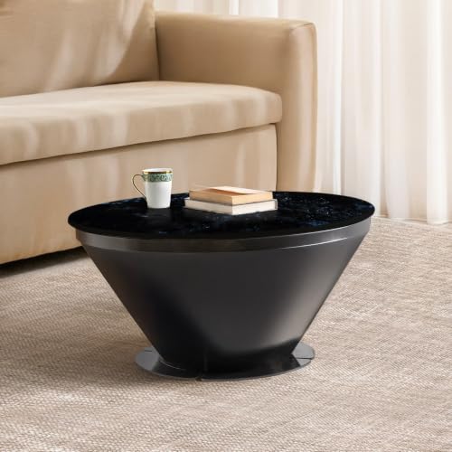 Image of Wakefit Espresso Big Coffee Table I Marble Finish I Vitrified Tile Top I Volga Blue