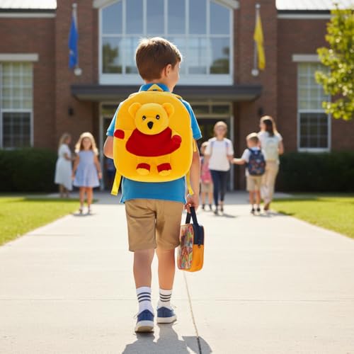 Image of Kids Plush Teddy Backpack - Soft Rabbit School Bag for Toddlers & Preschool, Cute Animal Backpack with Adjustable Straps - Lightweight & Comfortable for Boys & Girls