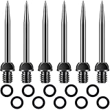 Winsyison 16pcs Steel Dart Tips Set, 6pcs Dart Tips Points with 10pcs O Type Rubber Rings, Nonslip Conversion Points Tools Accessories for Dartboard Extra Flight Leisure Sports Game Room- Black