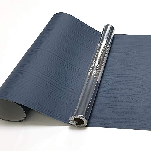 Papel autoadhesivo de madera azul oscuro de 19.6 x 118 pulgadas, película autoadhesiva decorativa para muebles, papel de contacto de grano de madera, autoadhesivo, extraíble, fácil de aplicar