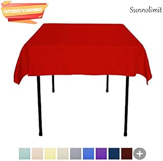 Sunnolimit Tablecloth - 54 x 54 Inch -Red-Square Polyester Table Cloth, Wrinkle,Stain Resistant