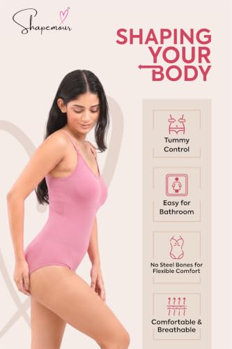 Image of SHAPEMOUR Thong Bodysuit for Women, Slimming Design Shapewear for Women, Tummy Control Body Shaper with Silicone Grip, No Steel Bones for All Day Comfort, Seamless Sculpting Bodyshaper