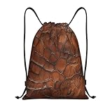 Versatile e comodo: questa leggera borsa con coulisse marrone con stampa a squame di rettile è perfetta per palestra, yoga, viaggi, escursioni e commissioni quotidiane. Facile da trasportare e trasportare