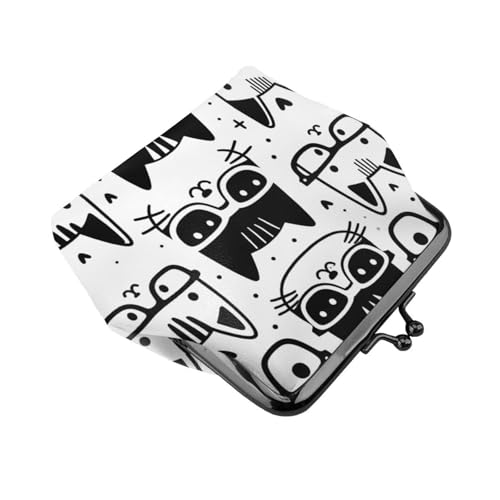 Pu Leather Buckle Coin Purse Hipster-Cat-Pattern Girls Kiss-Lock Change Purse Wallets3