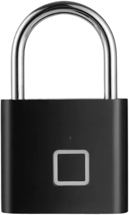 Smart Fingerprint Padlock Waterproof Zinc Alloy Biometric Padlocks USB Charging Fingerprint Lock Door Lock(Silver)