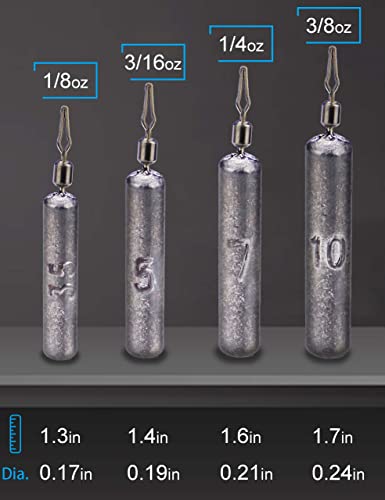 Hlotmeky Drop Shot Weights Fishing, Skinny Weights Sinkers For Drop Shot Rigs, 1/8-Ounce, 30-Pack #TOP1