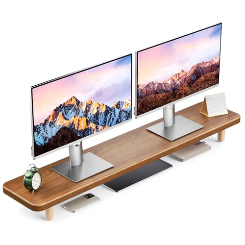 NestNeat Dual Monitor Stand - 39Inch Large Wood Monitor...