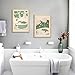 Set of 2 Japanese Bathroom Wall Art Framed Canvas with Cats & Frogs, Wooden Frame, Abstract Nature Poster Prints for Bathroom Decor, Minimalist Zen Painting Art for Home & Spa (12