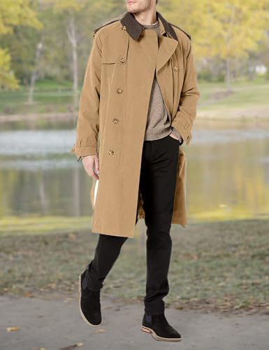 Image of London Fog Men's Raleigh Double Breasted Long Trench Coat with Zip Out Liner