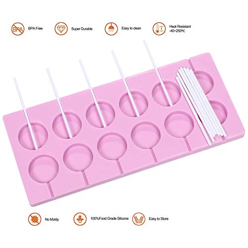 V-Fox 2X12-Capacity Round Chocolate Hard Candy Silicone Lollipop Molds With 140 Count Lollypop Sucker Sticks For Halloween Christmas Parties #TOP2