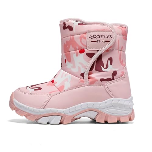 Kids Winter Hiking Boots, Waterproof and Slip-Resistant Snow Boots for Boys and Girls, Durable Outdoor Shoes with Warm Fur Lining and Steel Buckle (Toddler/Little Kid/Big Kid)2