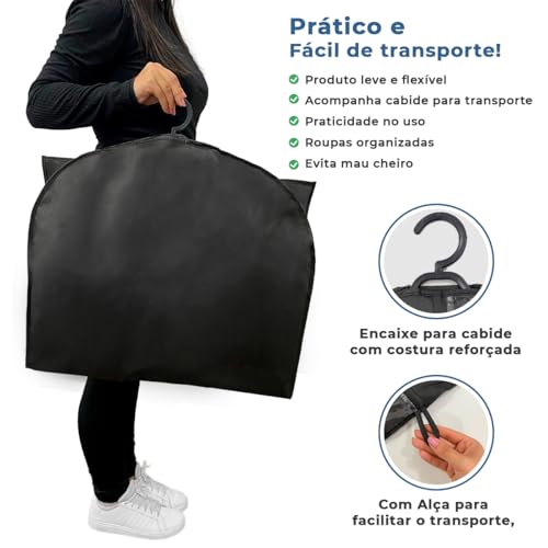 Kit 3 Capa Protetora TNT Para Roupas Organizador Vestidos Ternos Saco Com Zíper Palitó Organizador D