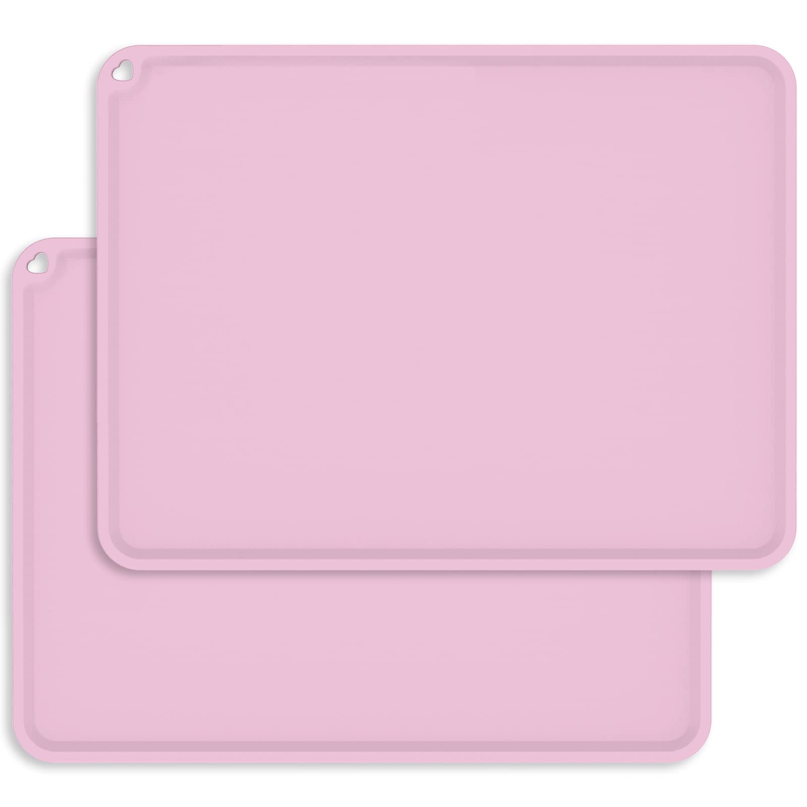 Silicone Baby Placemat, Silicone Placemats for Kids Toddler, Kids Placemats for Dining Table, Children Reusable Non-Slip Table Mats, Waterproof, Washable, Portable Placemat Set of 2, Pink