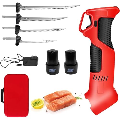 Couteau à fileter électrique rechargeable pour poisson avec 2 piles de rechange