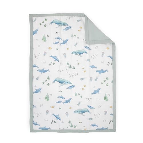 Image of Little Unicorn Toddler Bedding 3-Piece Set | Includes Comforter, Crib Sheet & Pillowcase | Soft & Breathable Muslin Fabric | for Convertible Cribs & Toddler Beds (Whales)