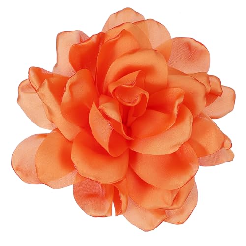 PATIKIL Broche Flores Seda Satinada 4.7", Broche Solapa Grande Peonía Para Mujeres Para Bodas Fiestas Cumpleaños Banquetes Baile Decoración Vestidos Sombreros Y Bolsos, Naranja