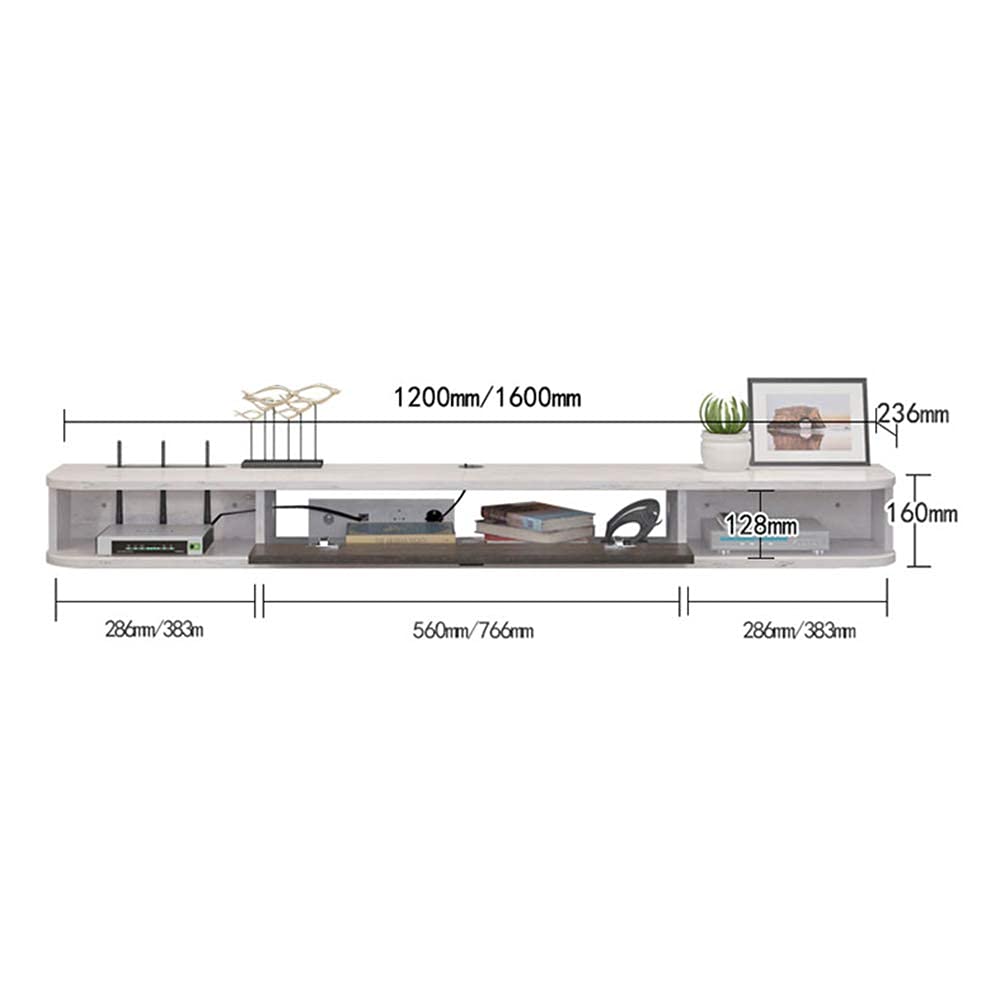 Mobiletto mobile per TV mobile Console multimediale fissata al muro, supporto per TV galleggiante in legno massello Unità di intrattenimento per montaggio a parete salvaspazio per soggiorno, camera da