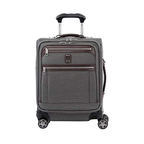 Travelpro Platinum Elite Handgepäck Koffer 4 Rollen 55x40x20 cm Weich, erweiterbar und stabil mit USB-Anschluss 39 Liter Rollen 360 Magnetisch Airline-Reisegepäck Farbe grau 10 Jahre Garantie Cover