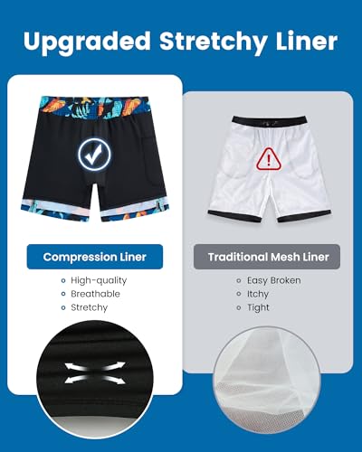 Image of maamgic 2 in 1 Mens Swim Trunks 7 Inch Swim Shorts Swim Suits Board Shorts
