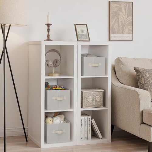 StorageWorks Storage Baskets for Shelves, Fabric Storage Bins, Closet Organization and Storage Baskets, Organizer Bins for Clothes, Light Gray, Large, 3-Pack - Image 2