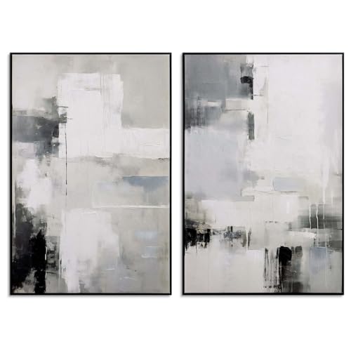 SAFERRYHOME Abstract Wall Art Modern Grey Black Framed