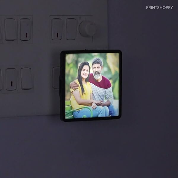 Image of Custom LED Light Switch Cover with Photo Frame, Square Wall Mount Display Panel, Decorative Switch Plate, Home Decor