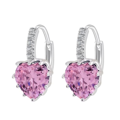 Pendientes hipoalergénicos de diamantes con aros de corazón que no dañan tu piel